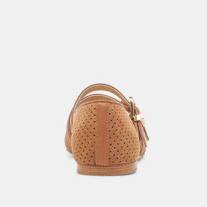 Dolce Vita SHOES Baylee Wide Pecan Perforated Suede Ballet Flats