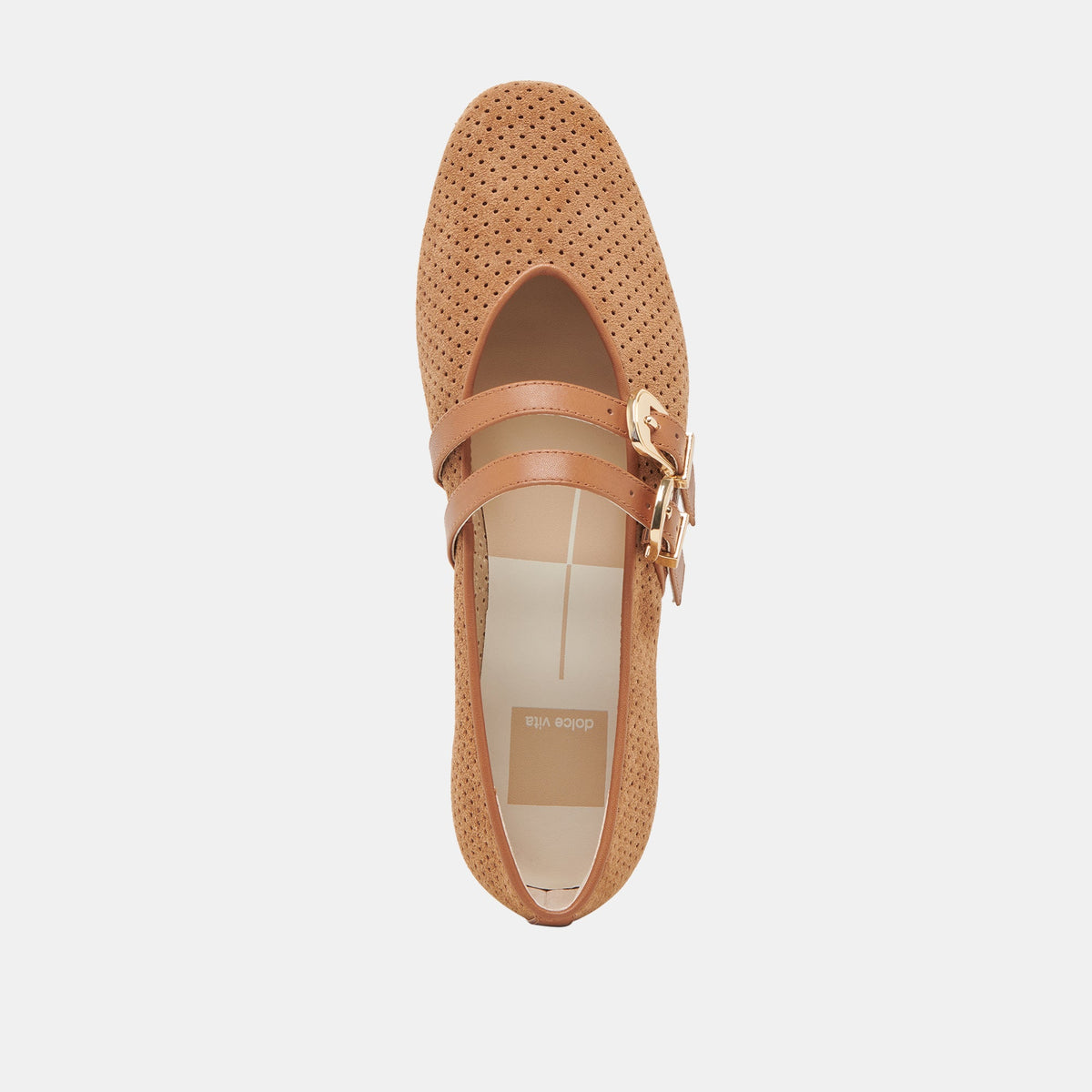 Dolce Vita SHOES Baylee Wide Pecan Perforated Suede Ballet Flats