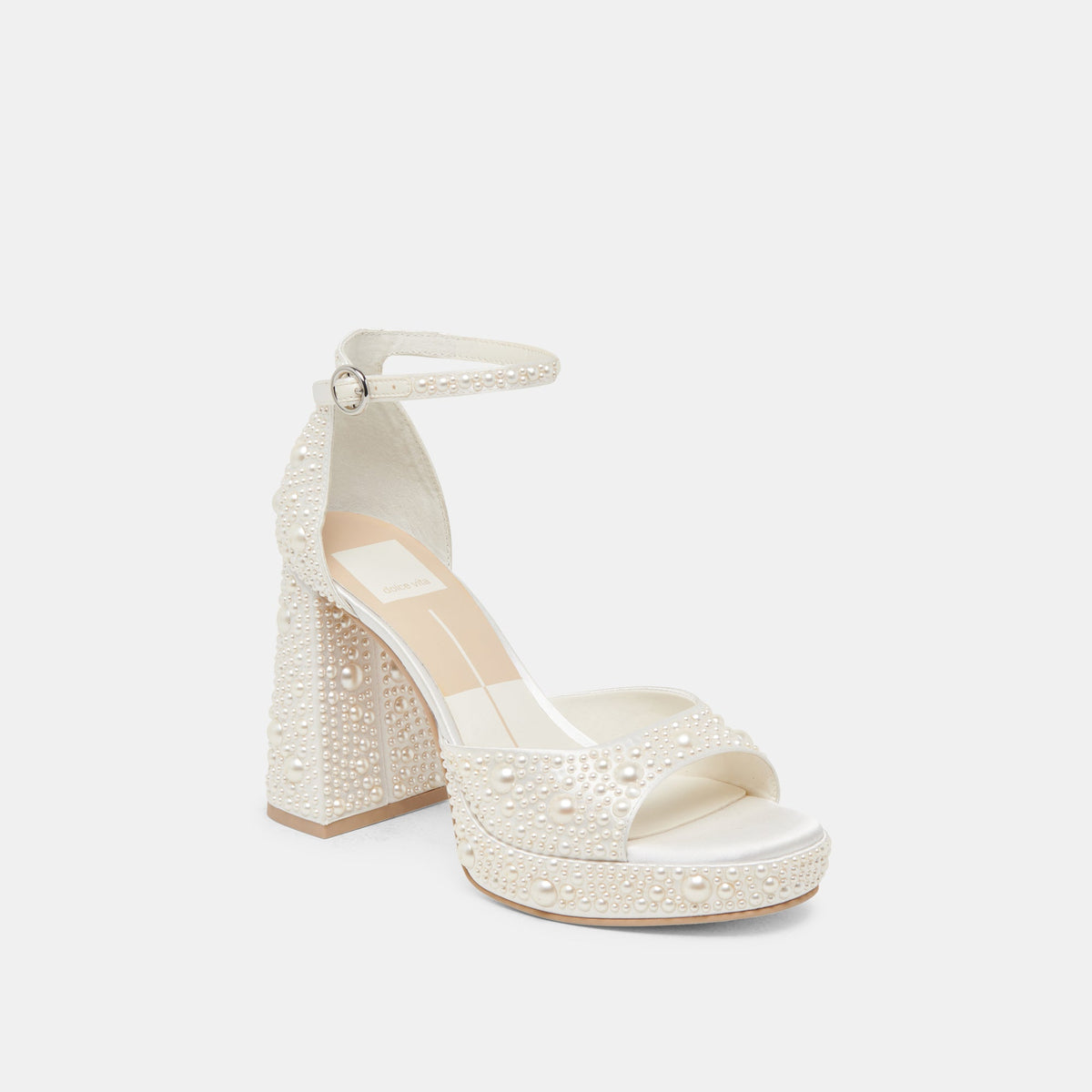 Dolce Vita SHOES PANDRO PEARL WIDE HEELS TRUE WHITE SATIN
 – Dolce Vita