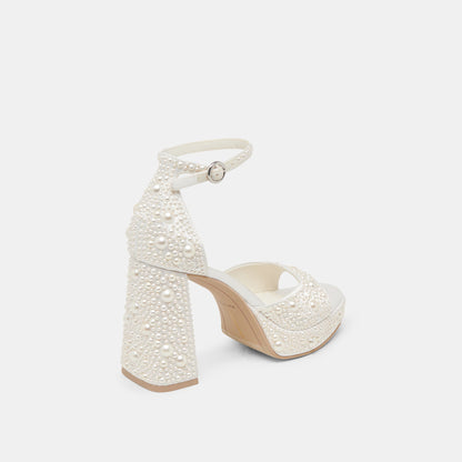 Dolce Vita SHOES PANDRO PEARL WIDE HEELS TRUE WHITE SATIN
 – Dolce Vita