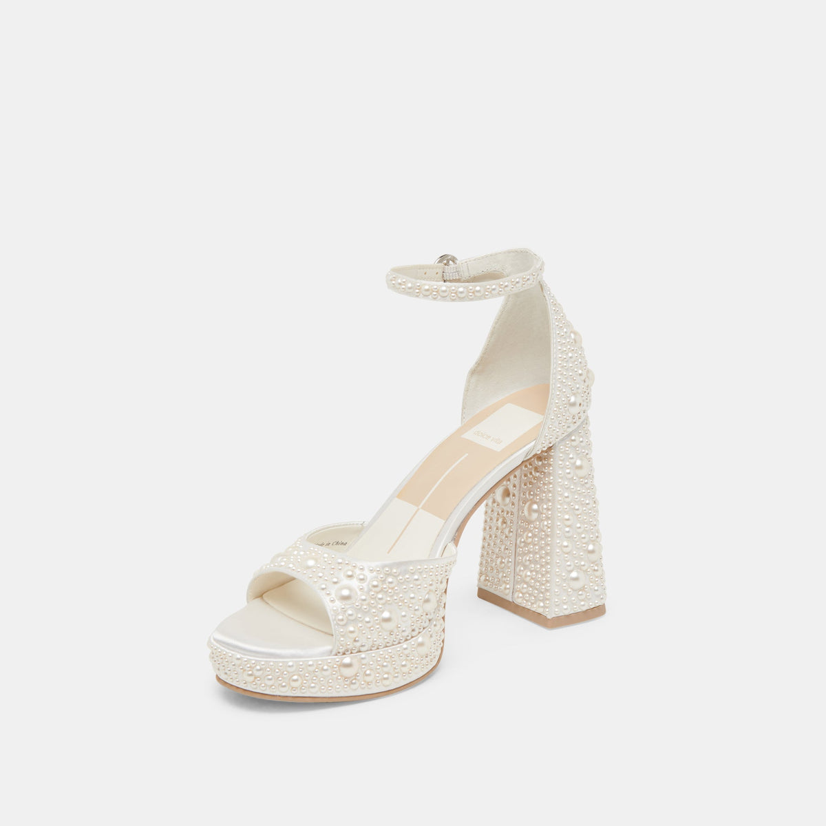Dolce Vita SHOES PANDRO PEARL WIDE HEELS TRUE WHITE SATIN
 – Dolce Vita