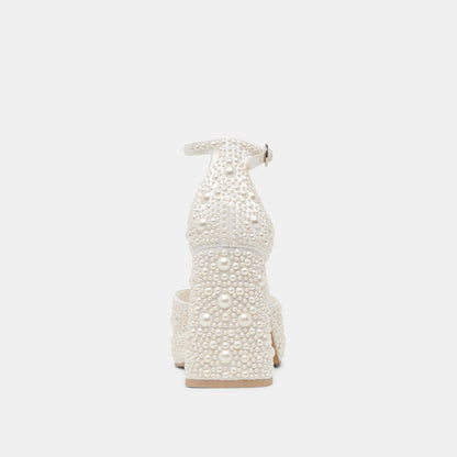 Dolce Vita SHOES PANDRO PEARL WIDE HEELS TRUE WHITE SATIN
 – Dolce Vita