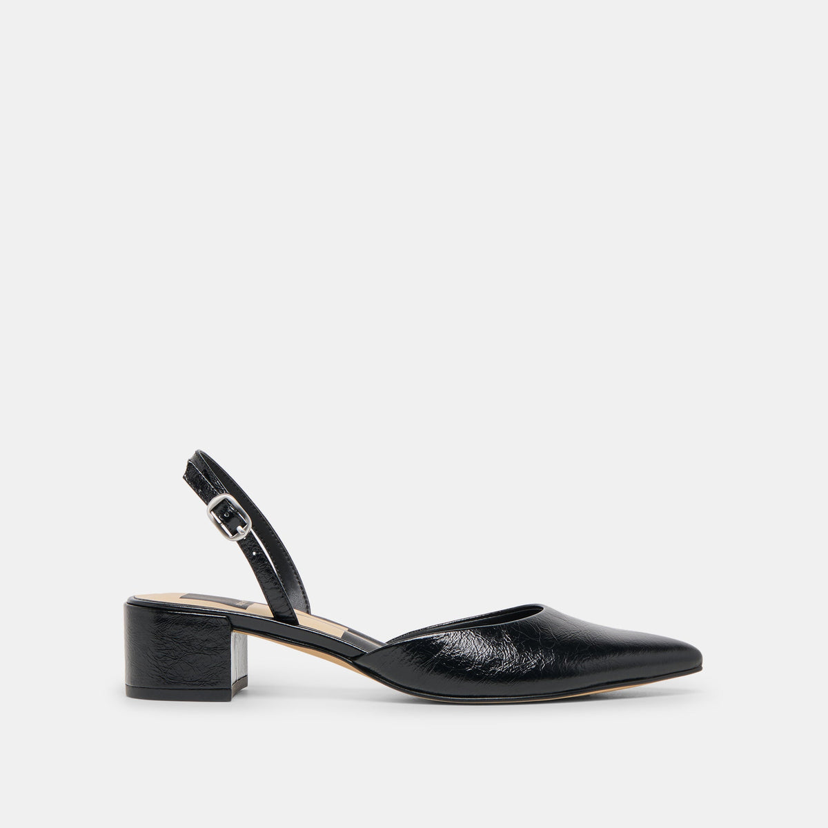 Dolce Vita SHOES Carel Wide Midnight Crinkle Patent Leather Heels