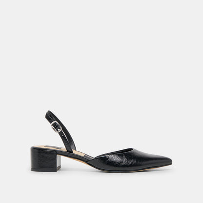 Dolce Vita SHOES Carel Wide Midnight Crinkle Patent Leather Heels