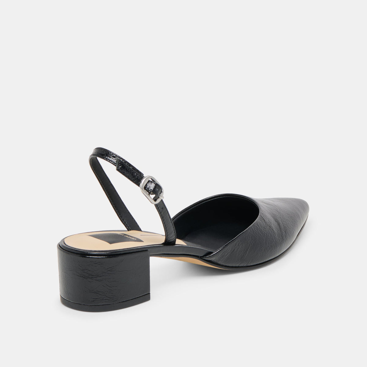 Dolce Vita SHOES Carel Wide Midnight Crinkle Patent Leather Heels