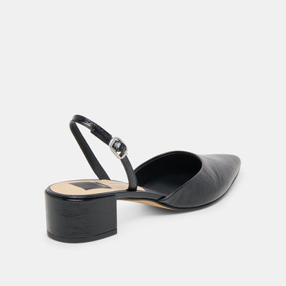 Dolce Vita SHOES Carel Wide Midnight Crinkle Patent Leather Heels