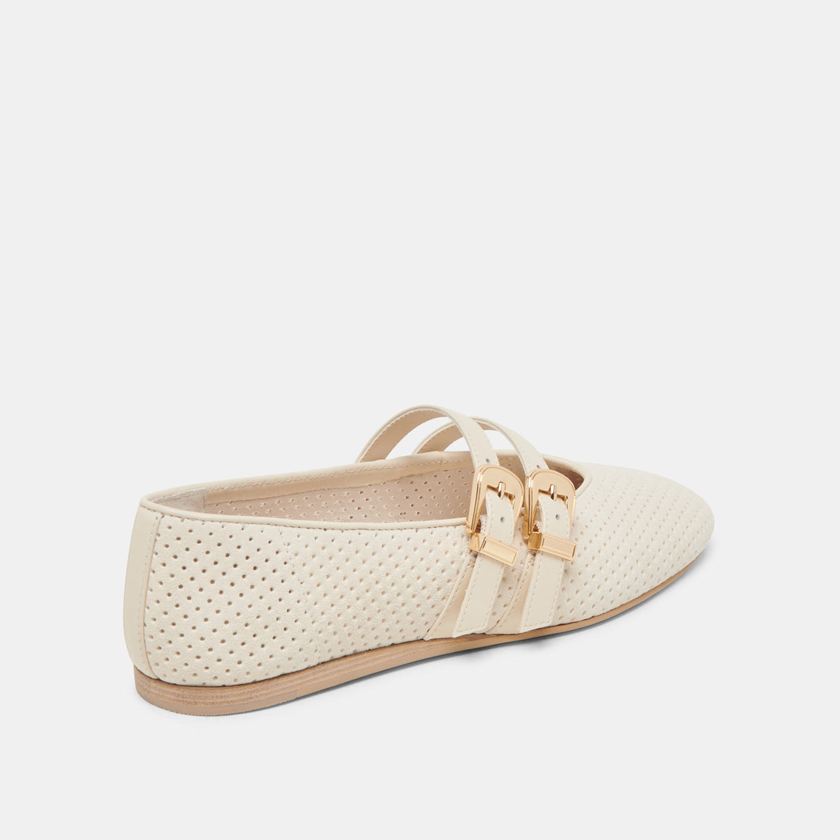 Dolce Vita SHOES Baylee Wide Bone Perforated Suede Ballet Flats