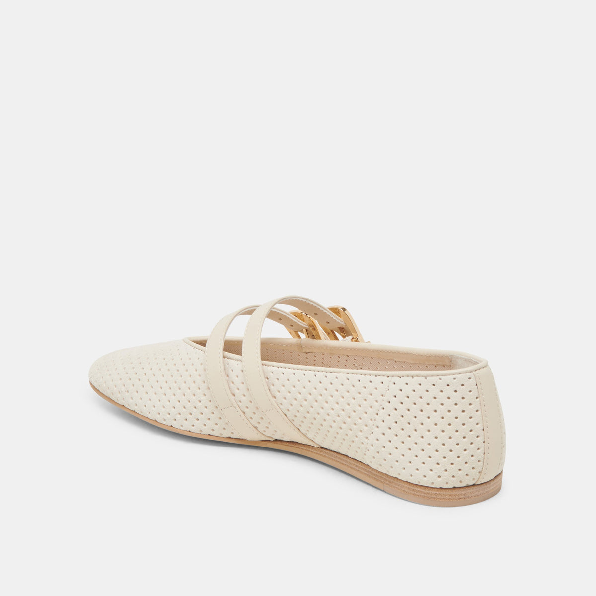 Dolce Vita SHOES Baylee Wide Bone Perforated Suede Ballet Flats