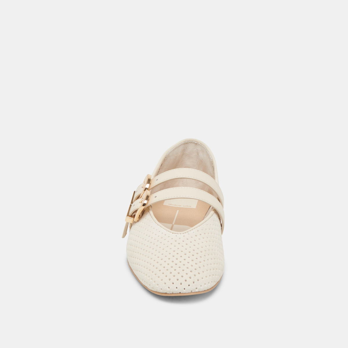 Dolce Vita SHOES Baylee Wide Bone Perforated Suede Ballet Flats