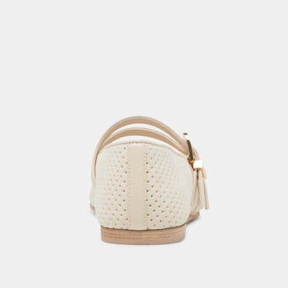 Dolce Vita SHOES Baylee Wide Bone Perforated Suede Ballet Flats