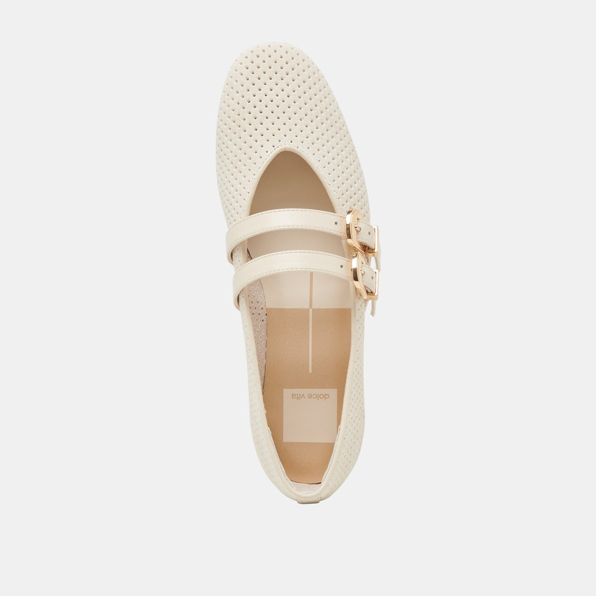 Dolce Vita SHOES Baylee Wide Bone Perforated Suede Ballet Flats