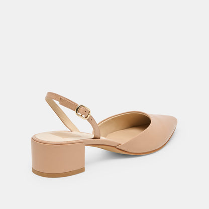 Dolce Vita SHOES Carel Wide Lt Tan Crinkle Patent Leather Heels