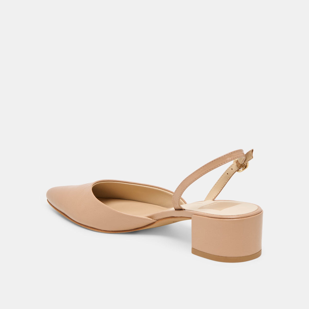 Dolce Vita SHOES Carel Wide Lt Tan Crinkle Patent Leather Heels