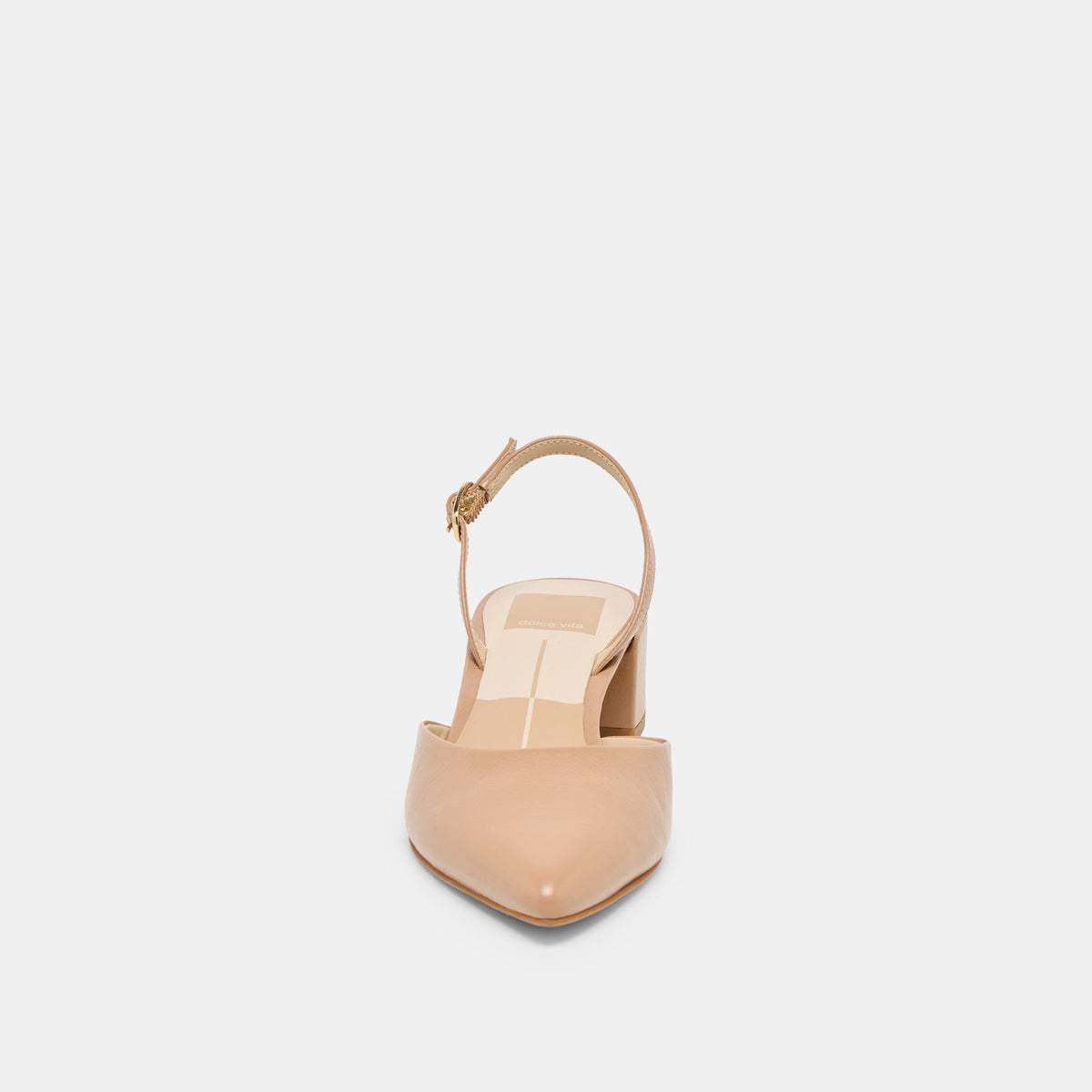 Dolce Vita SHOES Carel Wide Lt Tan Crinkle Patent Leather Heels
