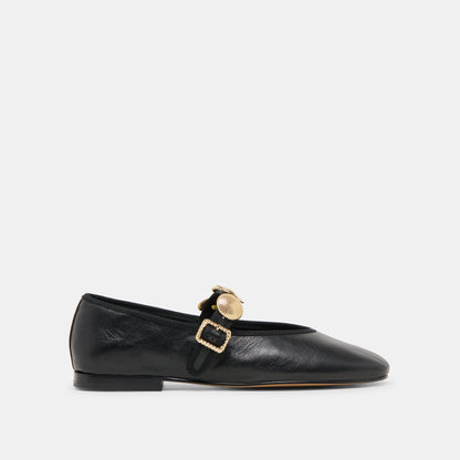 Dolce Vita SHOES Relan Wide Black Leather Ballet Flats