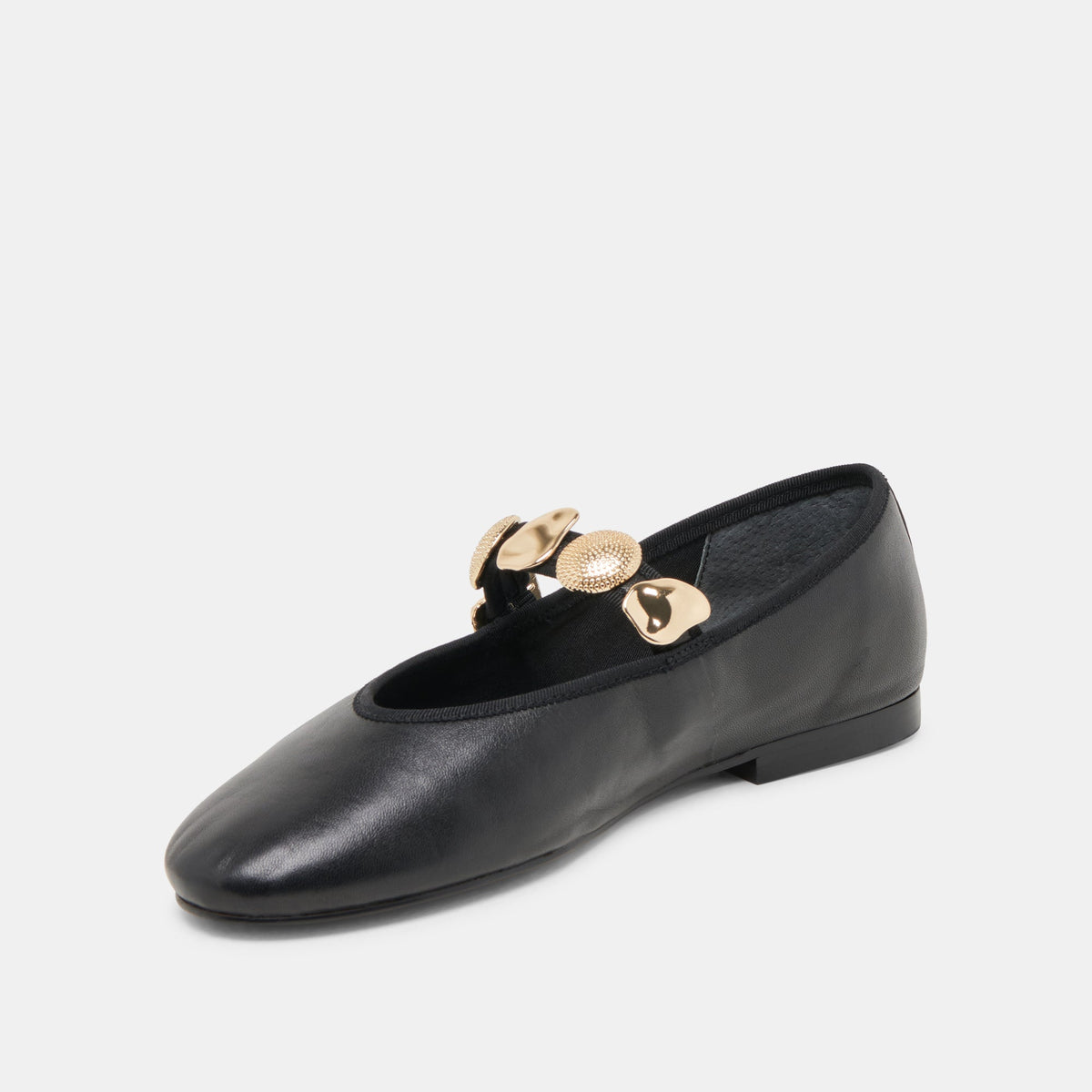 Dolce Vita SHOES Relan Wide Black Leather Ballet Flats