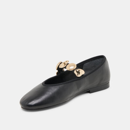 Dolce Vita SHOES Relan Wide Black Leather Ballet Flats