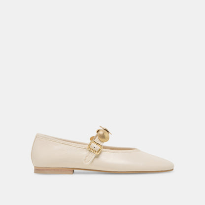 Dolce Vita SHOES Relan Wide Off White Leather Ballet Flats