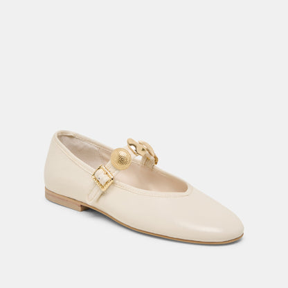 Dolce Vita SHOES Relan Wide Off White Leather Ballet Flats