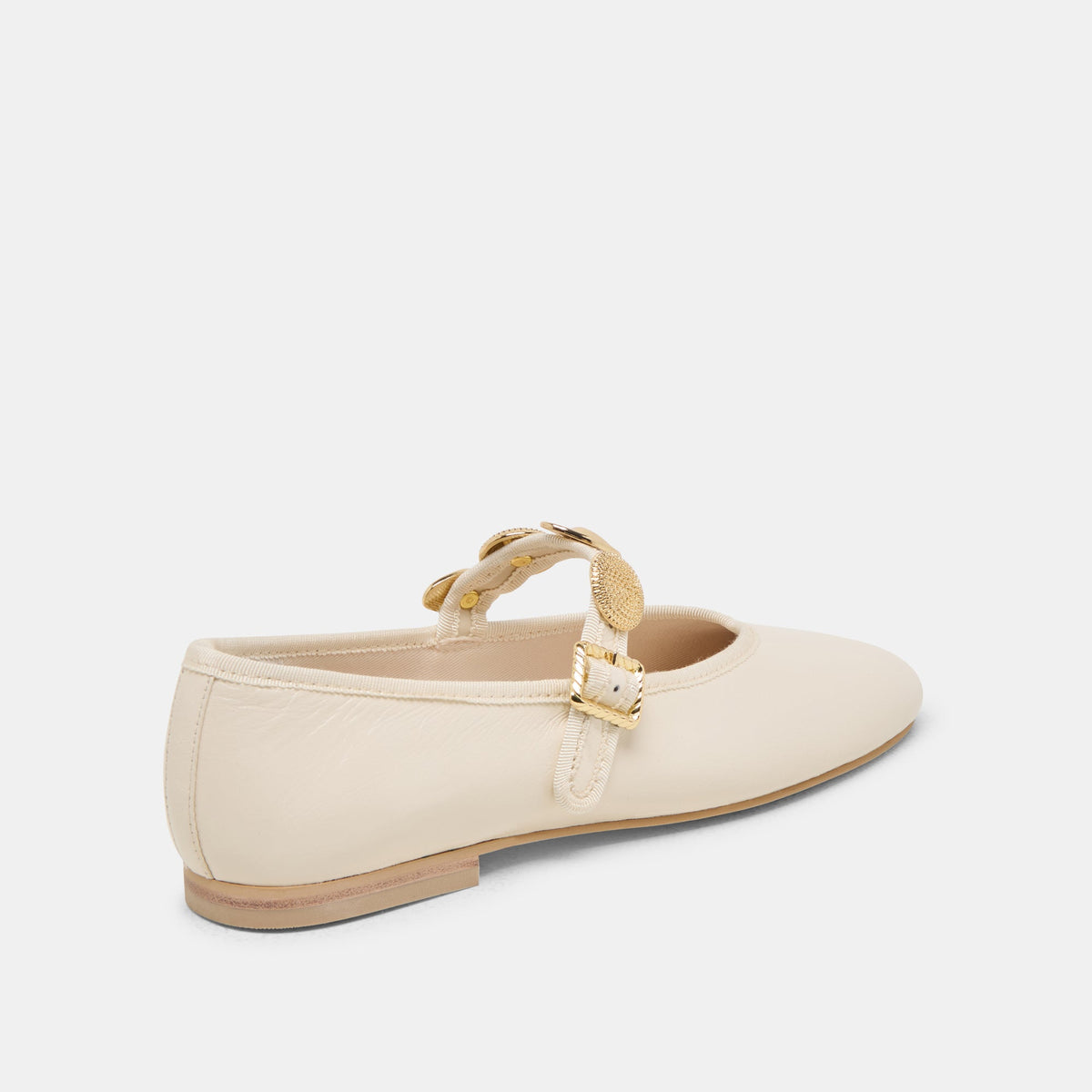 Dolce Vita SHOES Relan Wide Off White Leather Ballet Flats