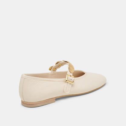 Dolce Vita SHOES Relan Wide Off White Leather Ballet Flats