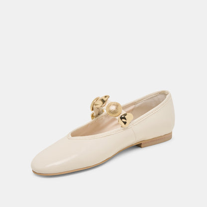 Dolce Vita SHOES Relan Wide Off White Leather Ballet Flats