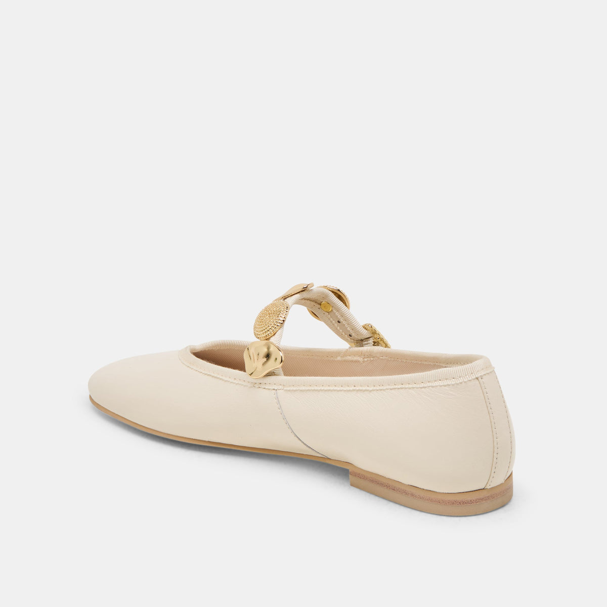 Dolce Vita SHOES Relan Wide Off White Leather Ballet Flats