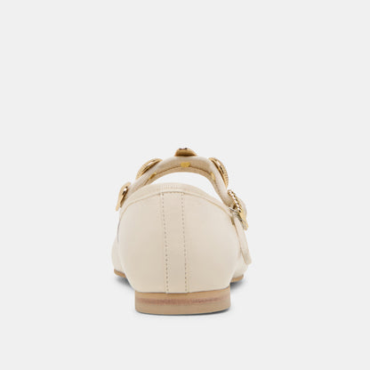 Dolce Vita SHOES Relan Wide Off White Leather Ballet Flats