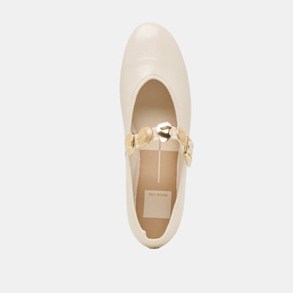 Dolce Vita SHOES Relan Wide Off White Leather Ballet Flats