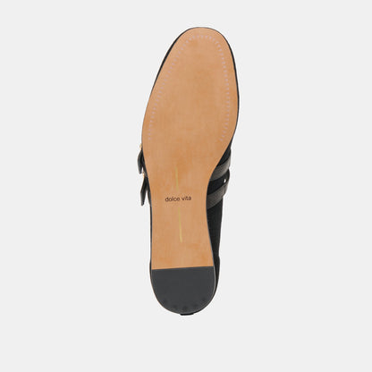 Dolce Vita SHOES Baylee Wide Onyx Perforated Suede Ballet Flats