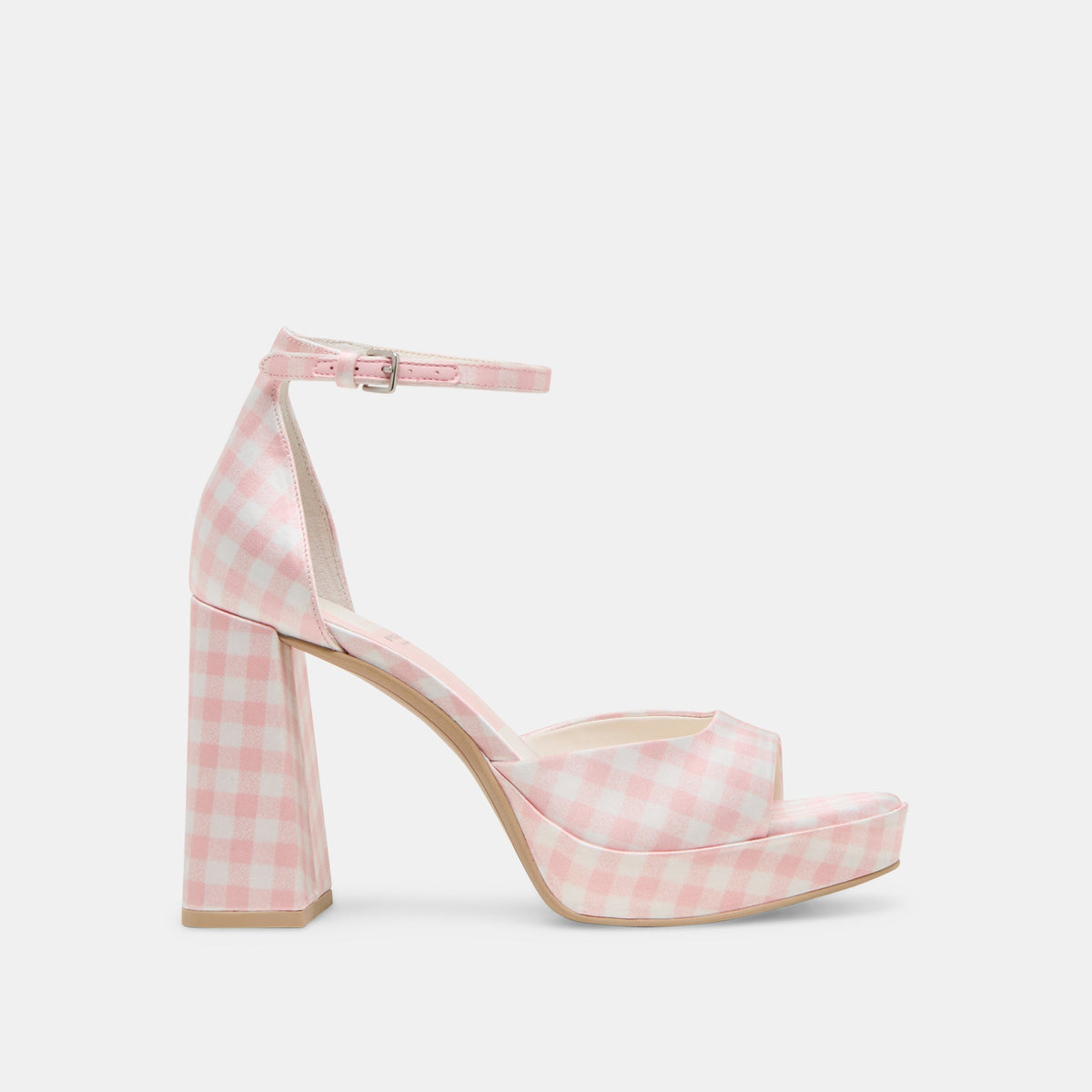 Dolce Vita SHOES Pandro X Byrdie Golf Pink Plaid Gingham Wide Heels
