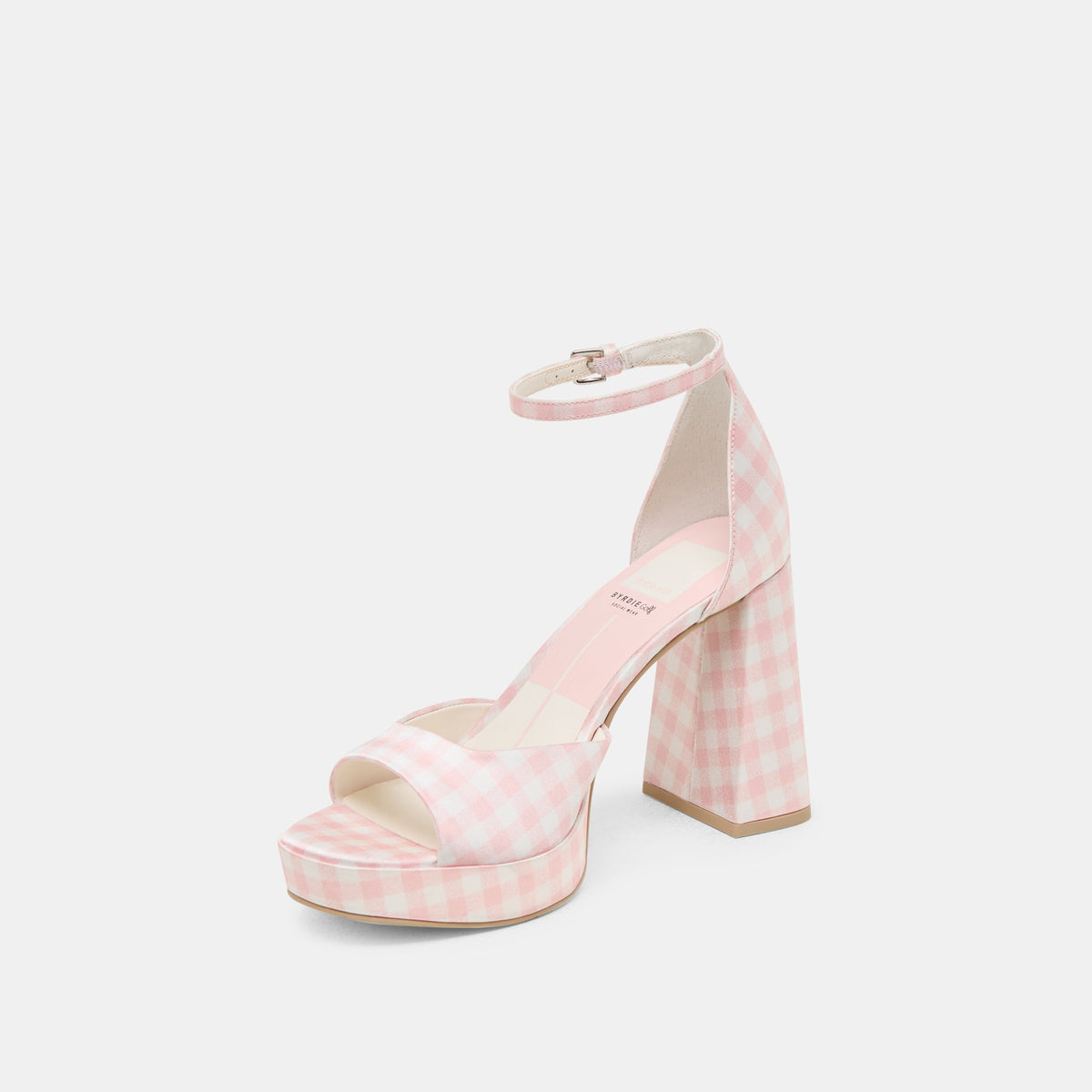 Dolce Vita SHOES Pandro X Byrdie Golf Pink Plaid Gingham Wide Heels