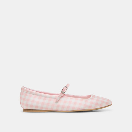 Dolce Vita SHOES Reyes X Byrdie Golf Pink Plaid Gingham Wide Ballet Flats