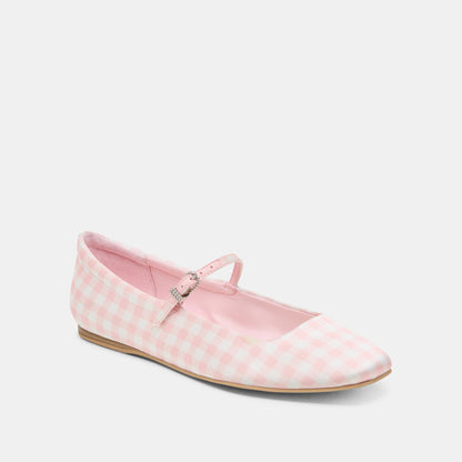 Dolce Vita SHOES Reyes X Byrdie Golf Pink Plaid Gingham Wide Ballet Flats