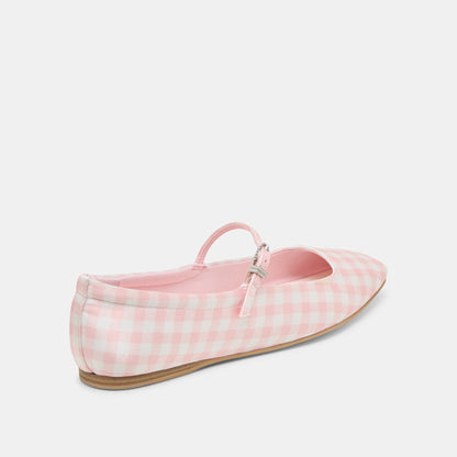 Dolce Vita SHOES Reyes X Byrdie Golf Pink Plaid Gingham Wide Ballet Flats