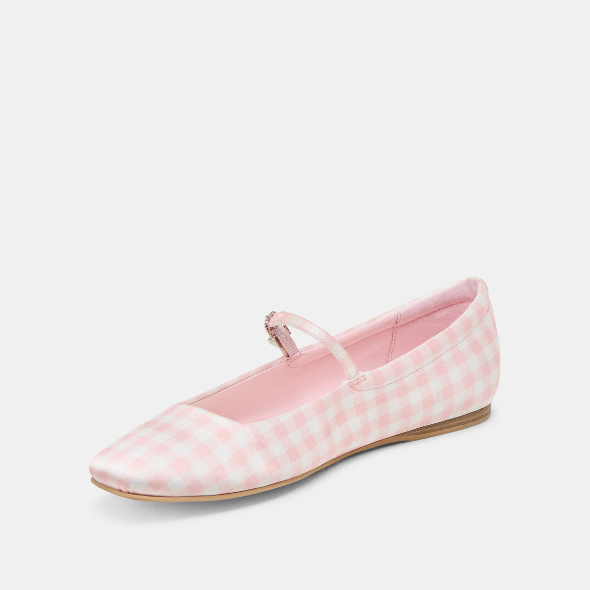 Dolce Vita SHOES Reyes X Byrdie Golf Pink Plaid Gingham Wide Ballet Flats