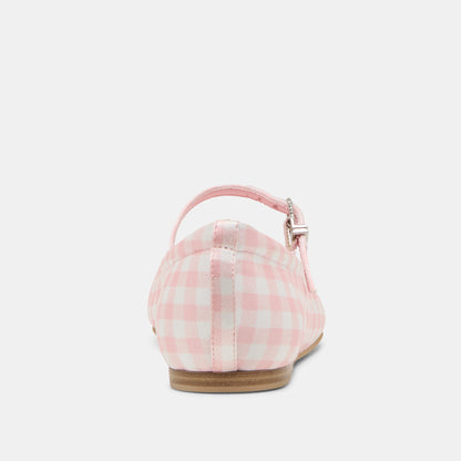 Dolce Vita SHOES Reyes X Byrdie Golf Pink Plaid Gingham Wide Ballet Flats