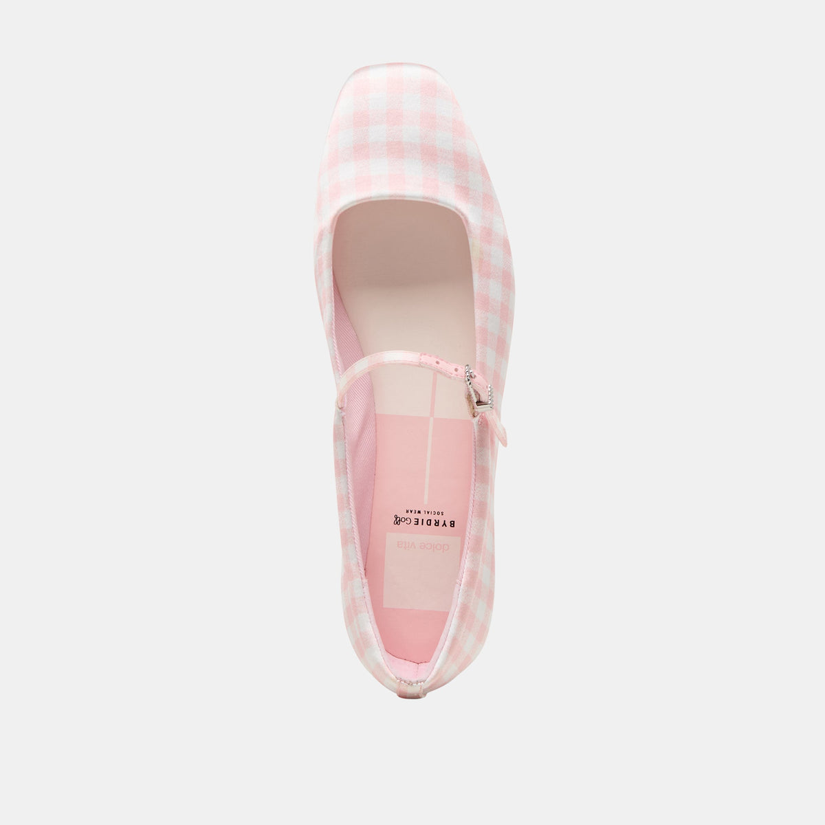 Dolce Vita SHOES Reyes X Byrdie Golf Pink Plaid Gingham Wide Ballet Flats