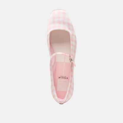 Dolce Vita SHOES Reyes X Byrdie Golf Pink Plaid Gingham Wide Ballet Flats