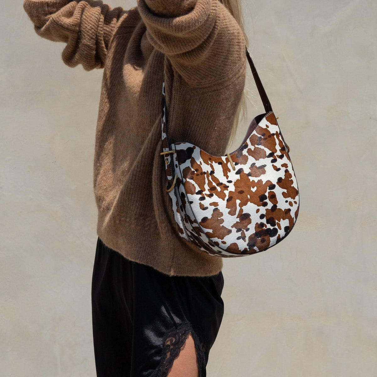 Dolce Vita HANDBAGS Bree Cocoa Calf Hair Shoulder Bag