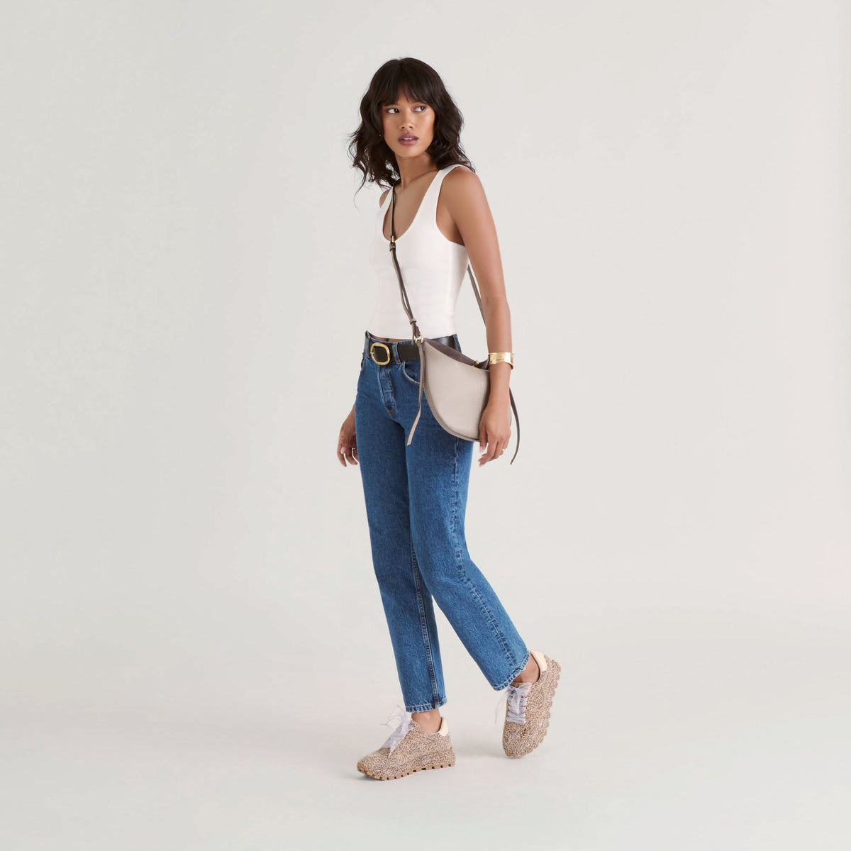 Dolce Vita HANDBAGS Burano Grey Leather Crossbody