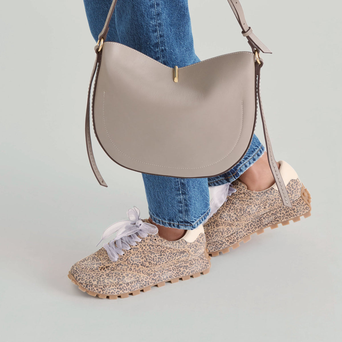Dolce Vita HANDBAGS Burano Grey Leather Crossbody