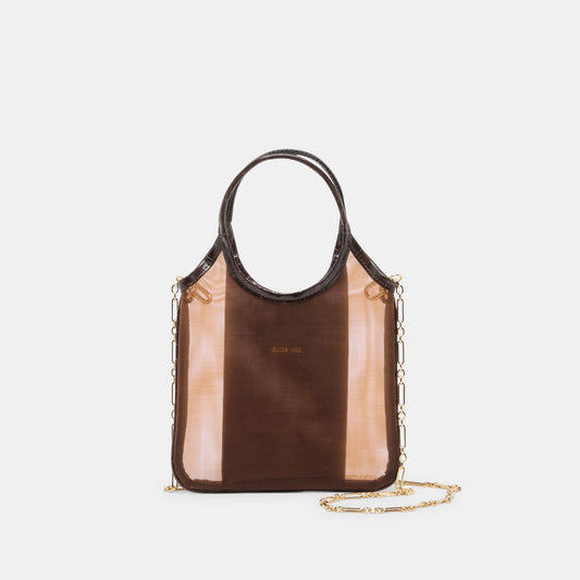 Dolce Vita HANDBAGS SYLVENE Chocolate Mesh Removable Crossbody Handbag