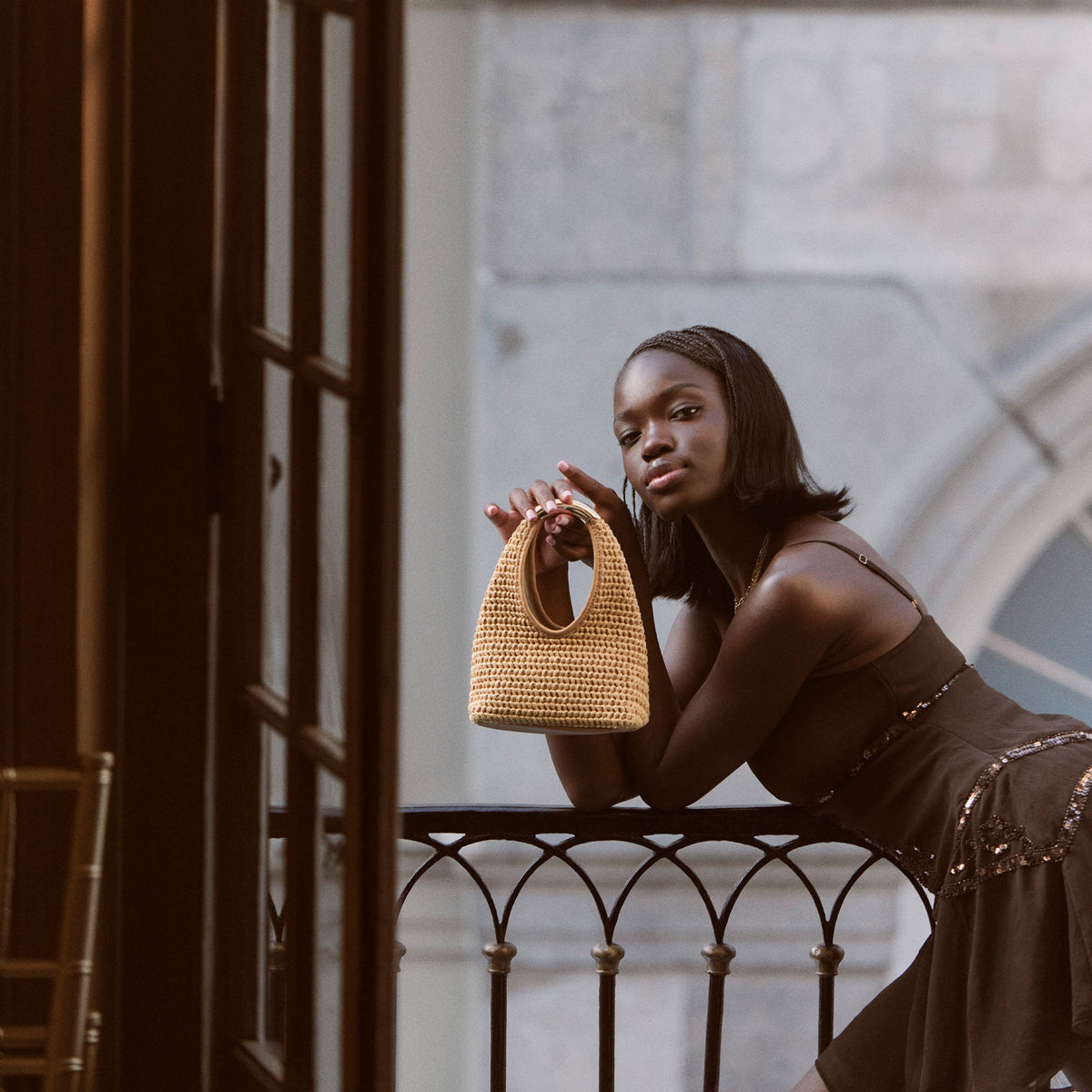 Dolce Vita HANDBAGS EVELISE Natural Raffia Mini Handbag