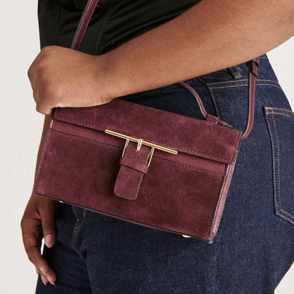 Dolce Vita HANDBAGS Zannone Burgundy Suede Crossbody