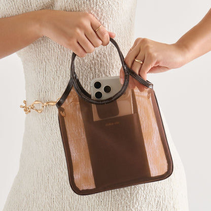 Dolce Vita HANDBAGS SYLVENE Chocolate Mesh Removable Crossbody Handbag