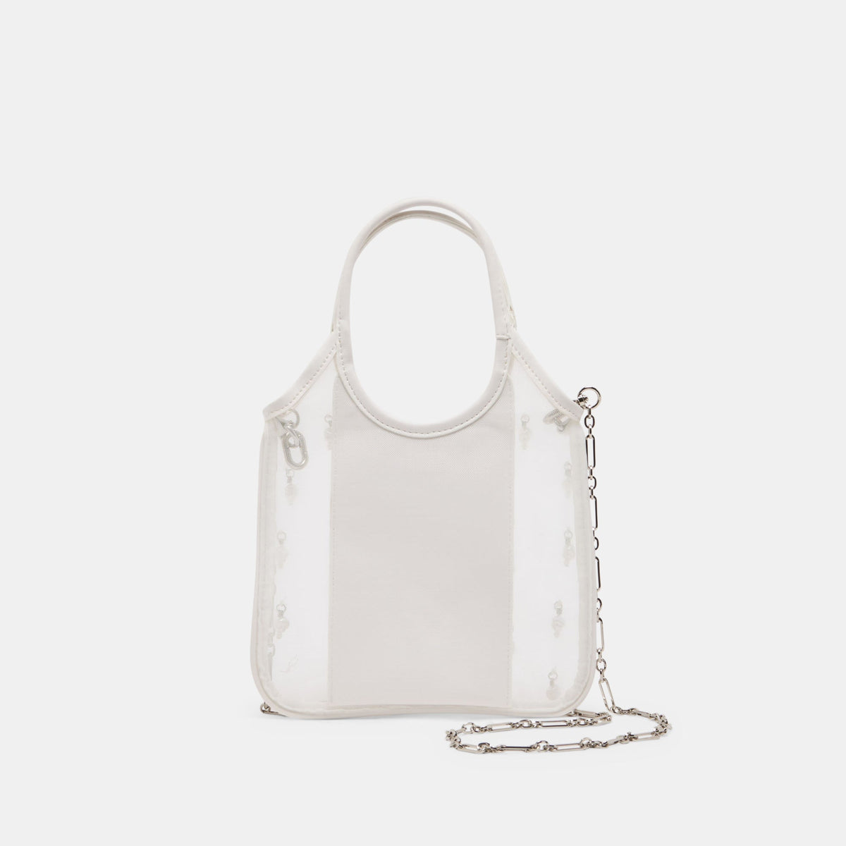 Dolce Vita HANDBAGS SYLVENE PEARL White Mesh Removable Crossbody Handbag