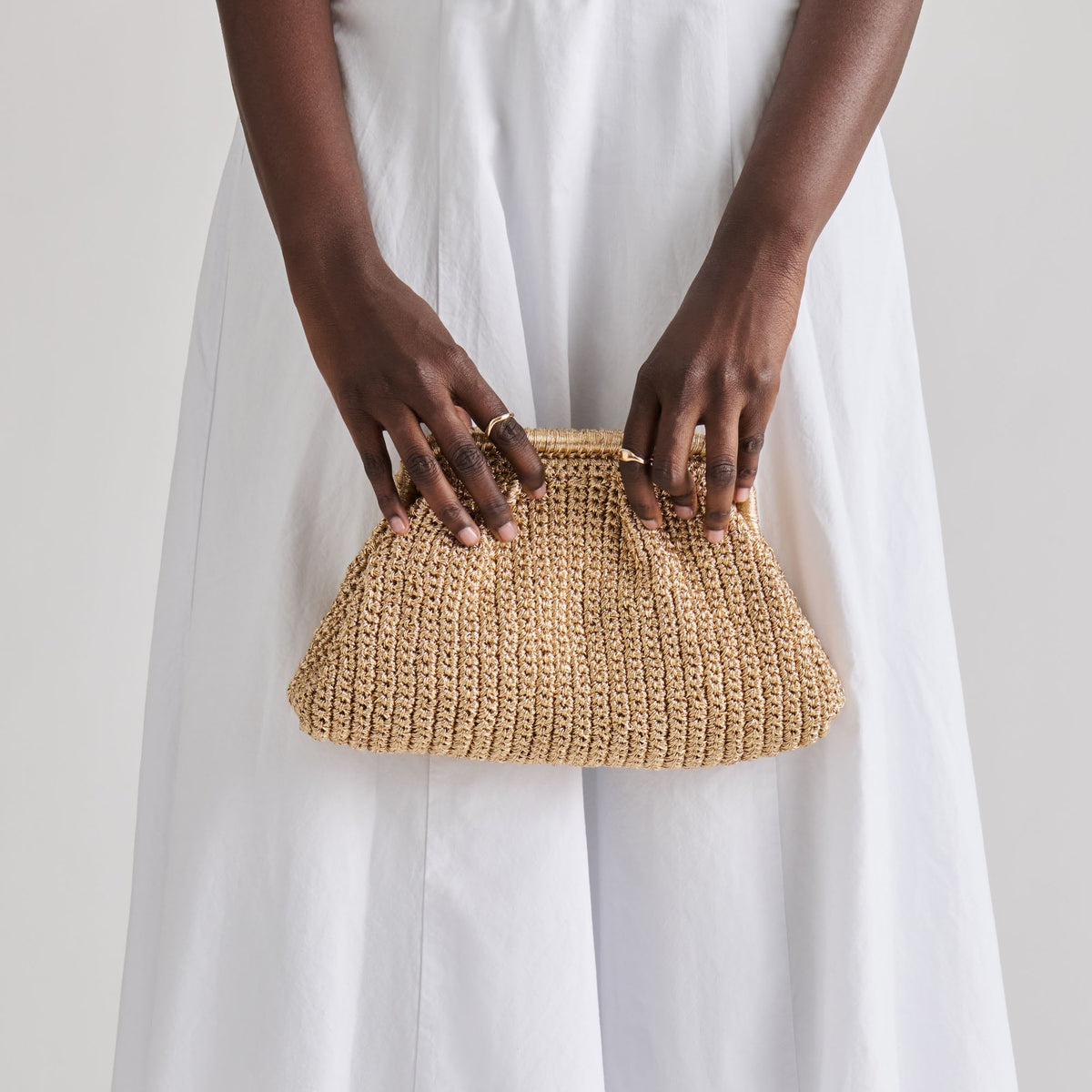 Dolce Vita HANDBAGS Ione Gold Crochet Clutch