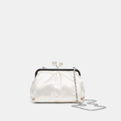 Dolce Vita HANDBAGS Kendall White Satin Clutch