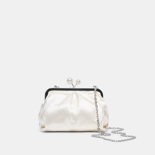 Dolce Vita HANDBAGS Kendall White Satin Clutch